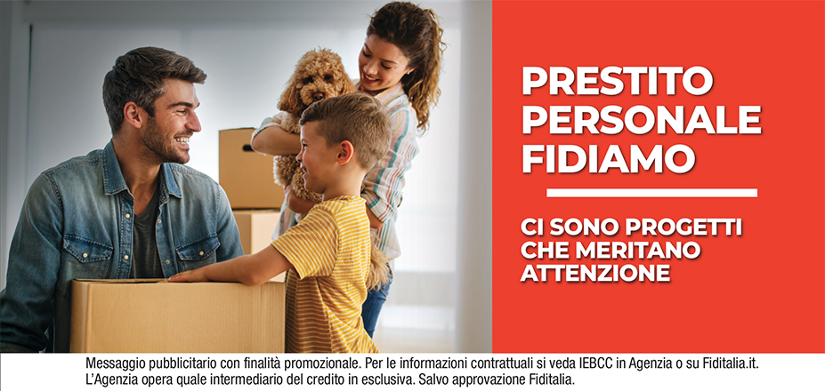Agenzia A.G. Trade S.r.l. Fiditalia | Padova, Vicenza, Mestre | Prestito Personale Fidiamo - Ti aspettiamo per realizzare i tuoi progetti. Messaggio pubblicitario con finalità promozionale. Per le informazioni contrattuali si veda IEBCC in Agenzia o su Fiditalia.it. L’Agenzia opera quale intermediario del credito in esclusiva. Salvo approvazione Fiditalia.
